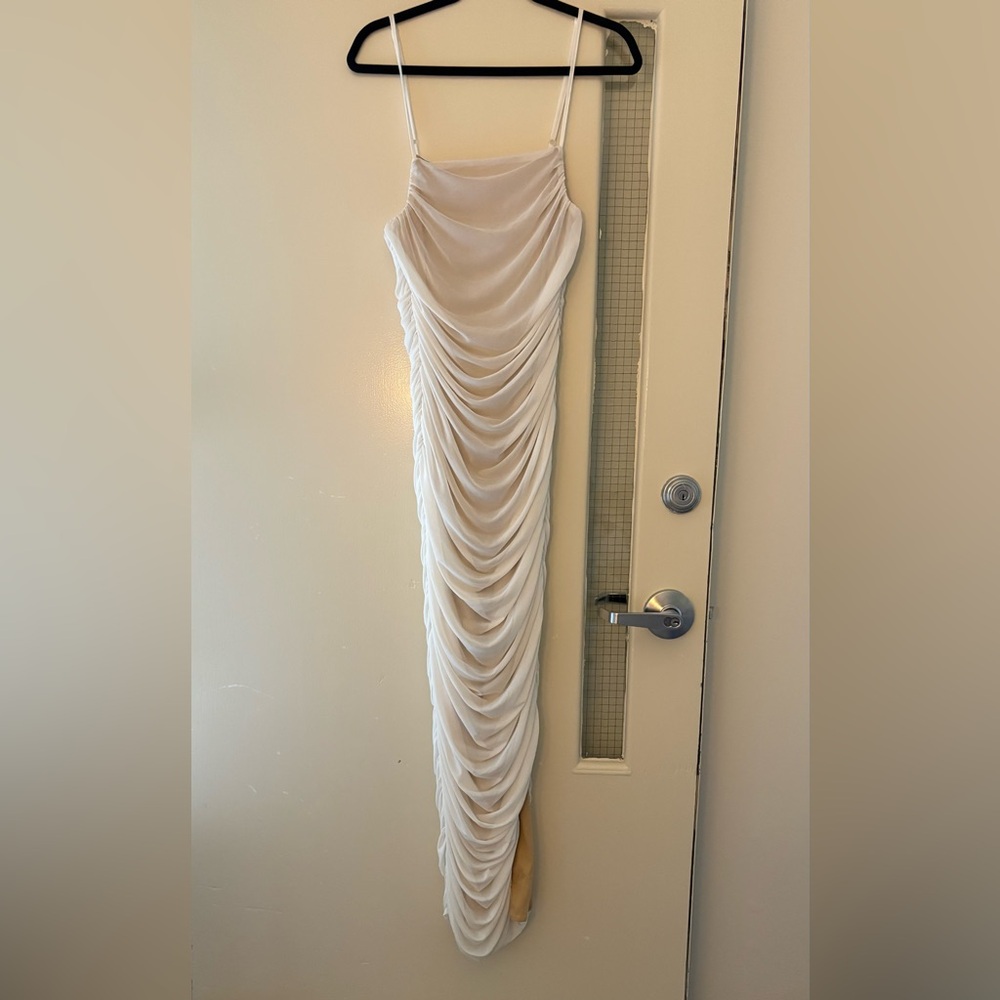 EUC SHEIN Elegant White Ruched Dress